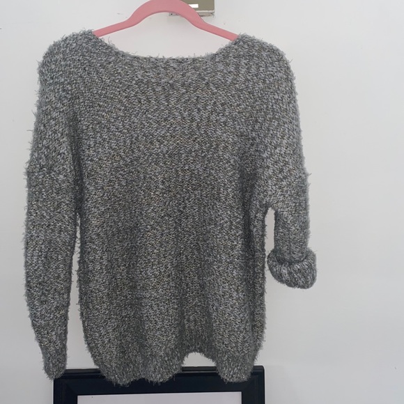 Fuzzy Chunky Knit Boucle Sweater | Jennifer Lopez | Gold Metallic Sweater |NWT | - Picture 3 of 15